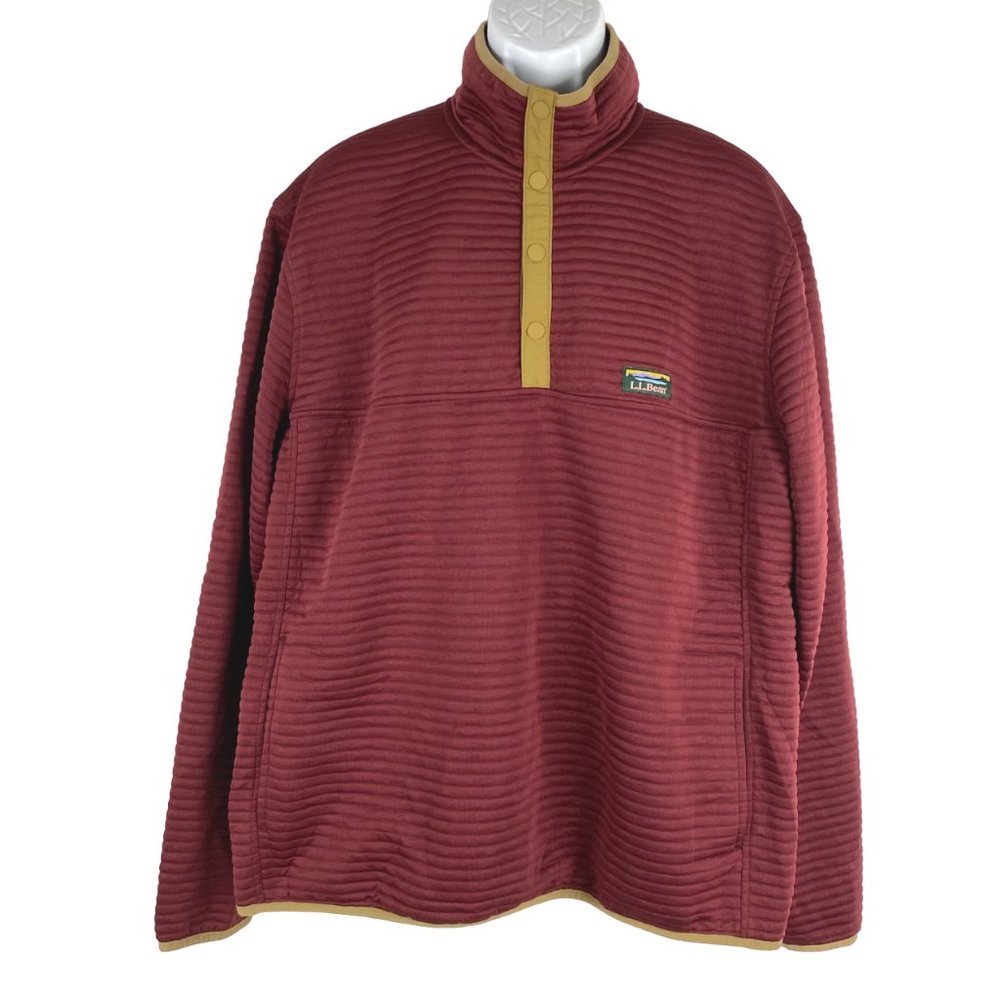 L.L. Bean Men's Red and Tan Sweater